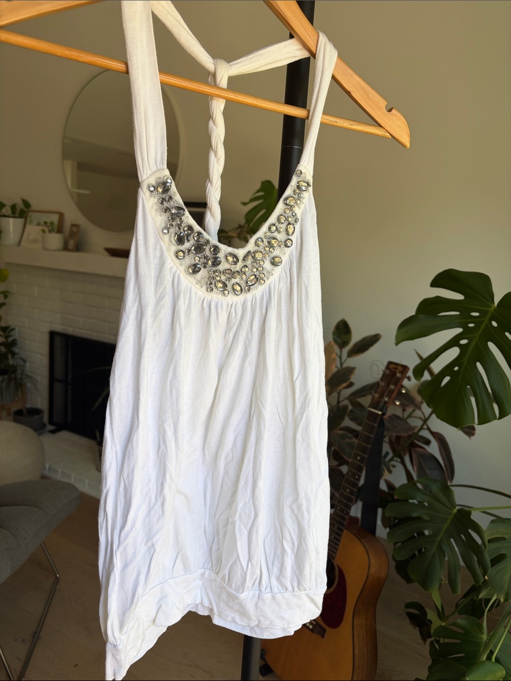 Express brandGemstone-Embellished Going Out Tank – Twisted Back & Versatile Fit